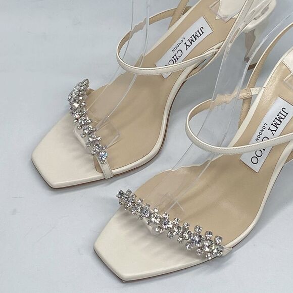 Jimmy Choo Meira Crystal Embellished Nappa Sandal size 37.5 - Picture 7 of 15